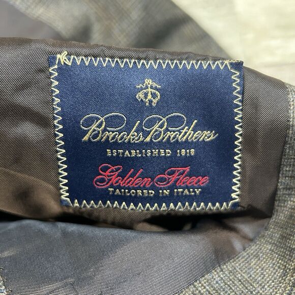 Brooks Brothers Golden Fleece Blazer Men's 46R Brown Plaid Wool Italy - Picture 11 of 13